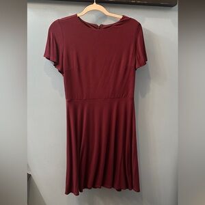 The Loft Swing Dress size 6 petite Red Burgundy Maroon Skater dress Ann Taylor